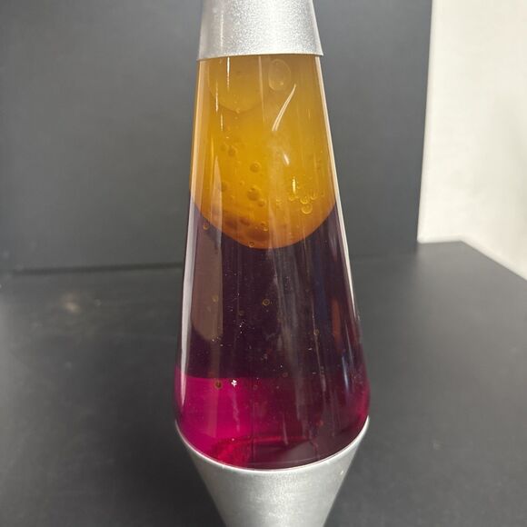 Lava Lamp Orange & Purple Lamp Liquid Motion 14.5" Silver Base Works - Picture 3 of 5